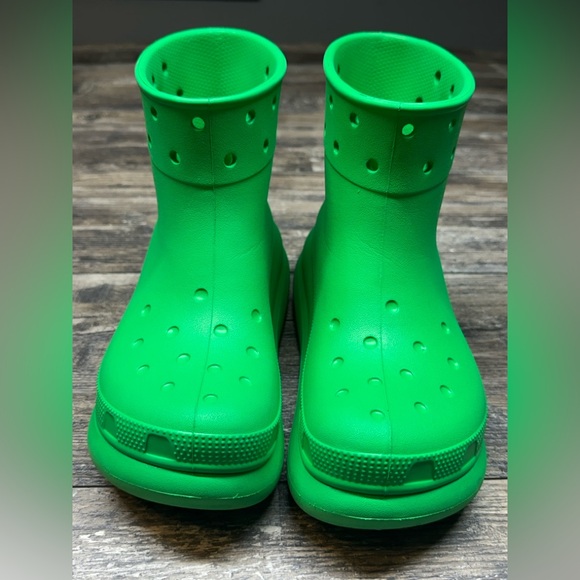 CROCS Classic Crush Waterproof Green Grass Rain Boots Spring W Sz 7 - M Sz 5 - Picture 2 of 13